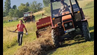 Zetor 5245 & Fiat 420 DT - Baliranje, utovar i vožnja bala (Welger AP 53)