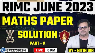 RIMC Maths June 2023 Solution | RIMC Maths Answer Key | Maths Paper Solution