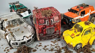 Transformers MUD OFF Road -  Jazz, Optimus, Roadbuster and Tobot mini robot Restoration Cars toys!