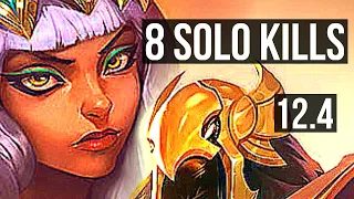 QIYANA vs AZIR (MID) | 8 solo kills, 23/3/8, Legendary, 400+ games | KR Grandmaster | 12.4