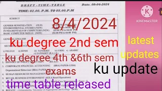 ku degree 2nd sem 4th sem 6th sem exams time table released 8/4/2024  kakatiya University exams 2024