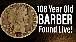 108 Year Old Silver Barber Half Dollar Found LIVE!!! Epic Coin Roll Hunt!