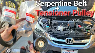 Tensioner Pulley & Serpentine Belt DETAILED Replacement! 2013-2017 Accord, CR-V, Civic Acura TLX 2.4