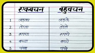 20 एकवचन और बहुवचन, एकवचन -बहुवचन, singular and plural in Hindi, Hindi grammar, हिंदी व्याकरण