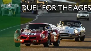 Unique Ferrari 250 Breadvan and E-type in dramatic battle