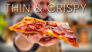 The Crispiest Pizza I've ever made! Thin Crust Pizza Recipe (Pizza Sfogliatta)