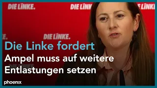 Pressekonferenz mit Janine Wissler (Die Linke) zu aktuellen politischen Themen am 04.07.22