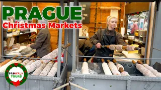 Prague Christmas Markets Walking Tour - 4K 60fps with Captions
