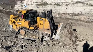 Excellent Operator Works With Caterpillar D9T Bulldozer Opening A New Ramp