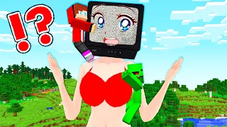 JJ Found GIANT TV WOMAN! SHE CATCH HIM in VILLAGE! Mikey SAVE JJ in Minecraft - Maizen