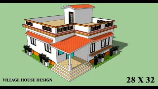 28 x 32 village house design II 28 x 32 ghar ka naksha II 28 x 32 house design with puja room