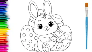 Easter bunny drawing | how to draw Easter bunny with eggs
