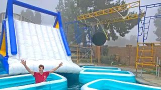 Spending 24 Hours In Backyard Waterpark!