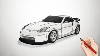 How To Draw Nissan 350Z | Drawing Nissan 350z 2002 Easy step by step