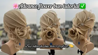🔥Easy Advance Flower bun tutorial🌸|Advance flower bun tutorial video| #hairstyle #bunhairstyle