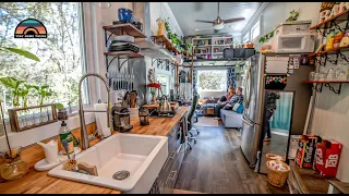 Their Gorgeous DIY Tiny Home With Bathtub, Full Size Fridge And Ample Storage