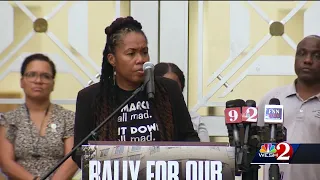 Suspended State Attorney Monique Worrell speaks at rally in Orlando
