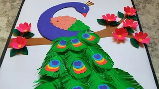 peacock feather making idea #shorts #papercraft #youtubeshorts