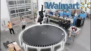 WE BUILT A TRAMPOLINE INSIDE OF WALMART! (CRAZY FLIPS)