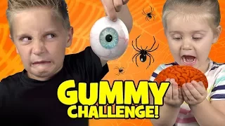 Little Flash and Ava Play a Halloween Gummy Food Challenge!