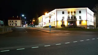 Timelapse of passing cars at night in Grodno