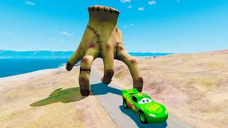 Epic Escape From The Giant Hand Thing from Wednesday | Lightning McQueen VS Thing | BeamNG.Drive #1