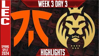 FNC vs MDK Highlights | LEC Spring 2024 W3D3 | Fnatic vs MAD Lions KOI