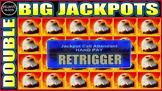 THIS RETRIGGERS PAID A BIG JACKPOT HANDPAY! HIGH LIMIT EAGLE BUCKS SLOT MACHINE