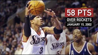 Throwback. 2002.01.22 Rockets vs Sixers - Game Highlights, Iverson 58 pts HD