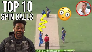 TOP 10 INSANE SPIN BALLS IN CRICKET HISTORY!!! | AMERICAN REACTION!!!