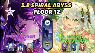 C0 Nahida Hyper Burgeon and C2 Raiden Taser | 3.8 Spiral Abyss Floor 12 #genshinimpact #spiralabyss