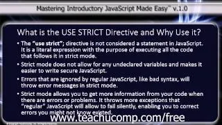 JavaScript Training Tutorial What is the USE STRICT Directive and Why Use It?