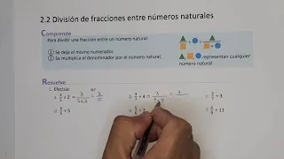 2.2 División de fracciones entre números naturales numeral 1