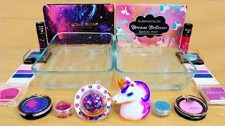 Galaxy vs Unicorn - Mixing Makeup Eyeshadow Into Slime! Special Series 89 Satisfying Slime Video