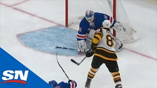 David Pastrnak’s No Look Pass Fools Henrik Lundqvist And Sets Up Jake DeBrusk For Goal