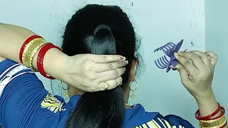 How To Make Bun With Butterfly 🦋 Clutcher/ Perfect Low Bun For Long Hair /simple juda hairstyle girl