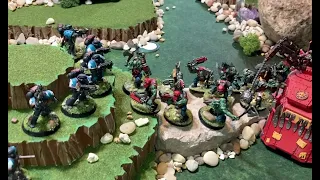 Warhammer 40k battle report.  Space Marines vs. Orks