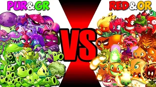Team GREEN & PURPLE vs RED & ORANGE - Who Will Win? - PvZ 2 Team Plant vs Team Plant