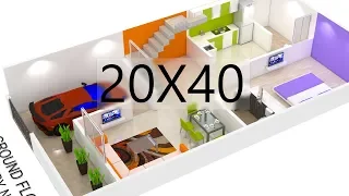 20X40 House plan 3d view by nikshail