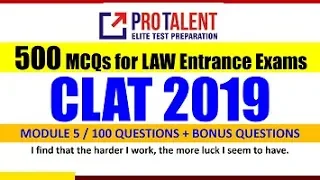 500 Very Important MCQs For LAW Entrance - Part 5 (100Q Discussion) by ProTalent  #CLAT #AILET #SLAT