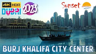 Dubai 🇦🇪 Burj Khalifa City Center & Dubai Fountain Walking Tour [4K HDR] at Sunset (October 2023)