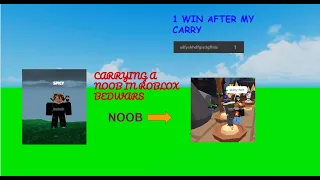 CARRYING A NOOB TO 1 WIN!! (ROBLOX BEDWARS)