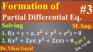 Formation of Partial Differential Equations #3 in Hindi (M.Imp.) I Eliminating Arbitrary Functions