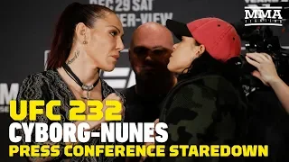 UFC 232: Cris Cyborg vs. Amanda Nunes Presser Staredown - MMA Fighting