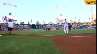 Corey Brewer's First Pitch at Dodger Stadium