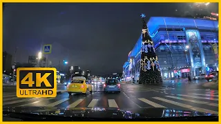[4K] Driving at night in Moscow. All Garden Ring, Kutuzovskiy prospect, Russia | Driving Tour