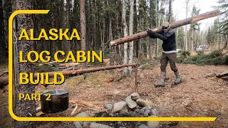 Alaska Log Cabin Build and Bushcraft Salmon Dinner ASMR