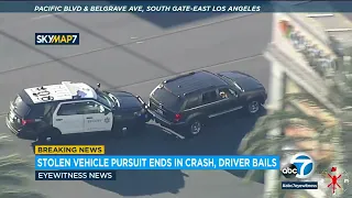 Wild chase: LASD pursuit continues after PIT maneuver, driver escapes after crash in DTLA | ABC7