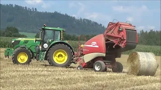 2x John Deere 6135M + Lely Welger - Lisování slámy