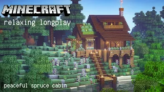 Minecraft Relaxing Longplay  - Cozy Spruce Cabin (No Commentary) 1.19.2